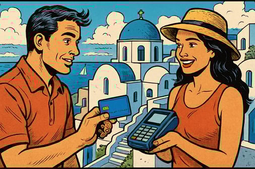 credit card payment at greek island